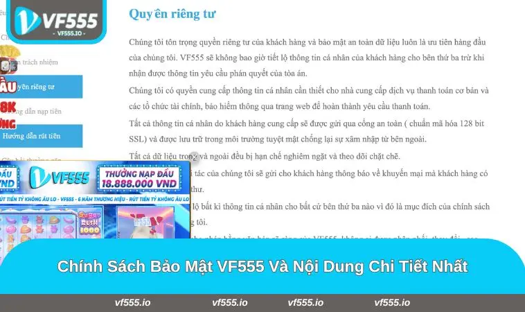 Chi tiết về chính sách bảo mật VF555 cho người chơi