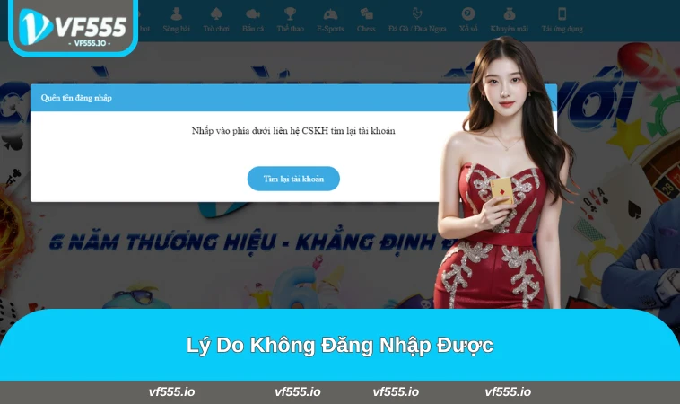 Nguyên nhân phổ biến khi không đăng nhập vào VF555