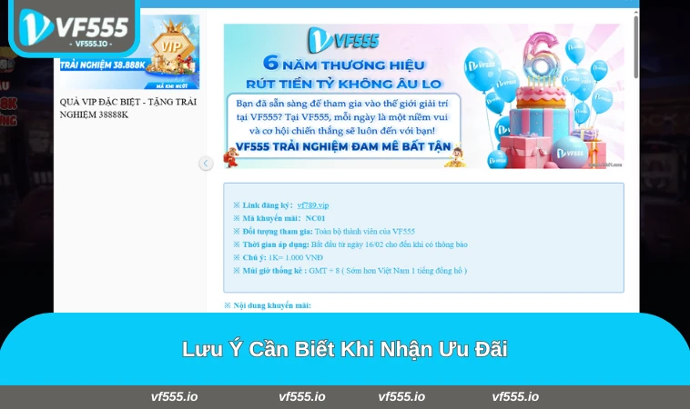 Lưu ý quan trọng khi nhận ưu đãi tại VF555