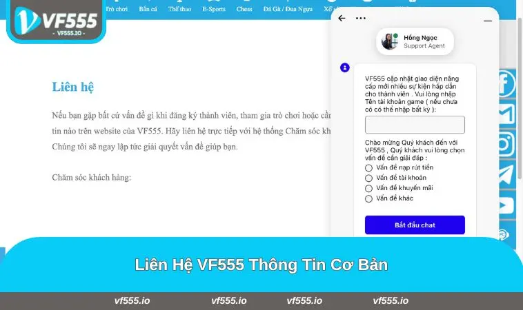 Các cách liên hệ VF555