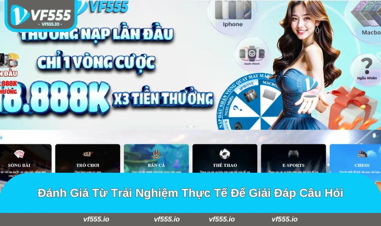 Người chơi VF555 trải nghiệm game slot thực tế